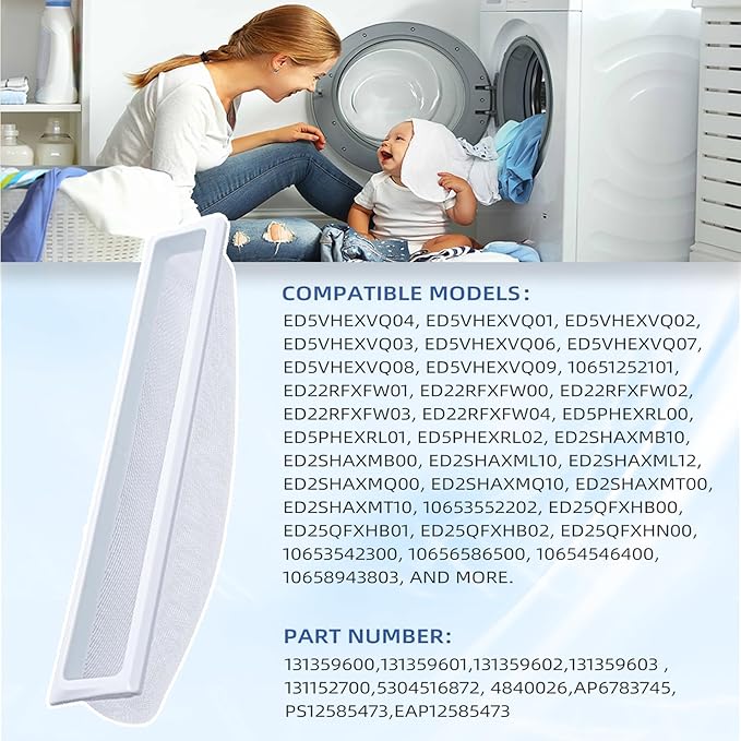 131359602 131359600 Dryer Lint Filter Case Screen Replacement Parts Compatible with Frigi.daire, Ken.more Replaces With 131359601, AP6783745, WE18X10003, WE18X0053, PS12585473, 5304516871, WE18X53