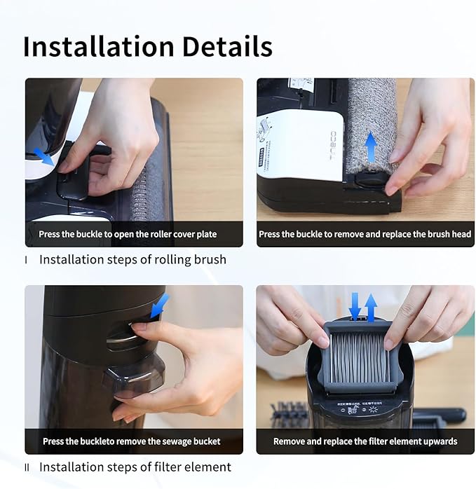 Roller Brush Replacement Compatible with Tineco iFloor 3,Floor One S3, iFloor 2 Cordless Vacuum Cleaner, Replacement Parts Include 2 Brush Rollers