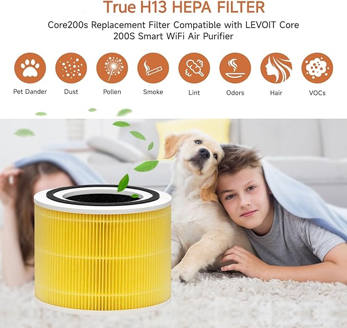 2 Pack Core 200S Replacement Filter Compatible with LEVOIT Core 200S and Core 200S-P Smart WiFi Air-Puri-fier