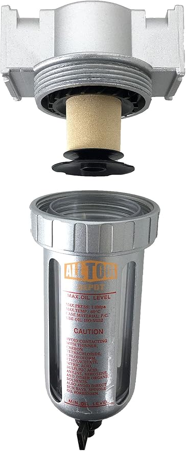 1/2" NPT MID FLOW Particulate Filter/Water Trap For Air Compressor Compressed Air Lines, 5u With Poly Bowl And Metal Bowl Guard (MANUAL DRAIN)