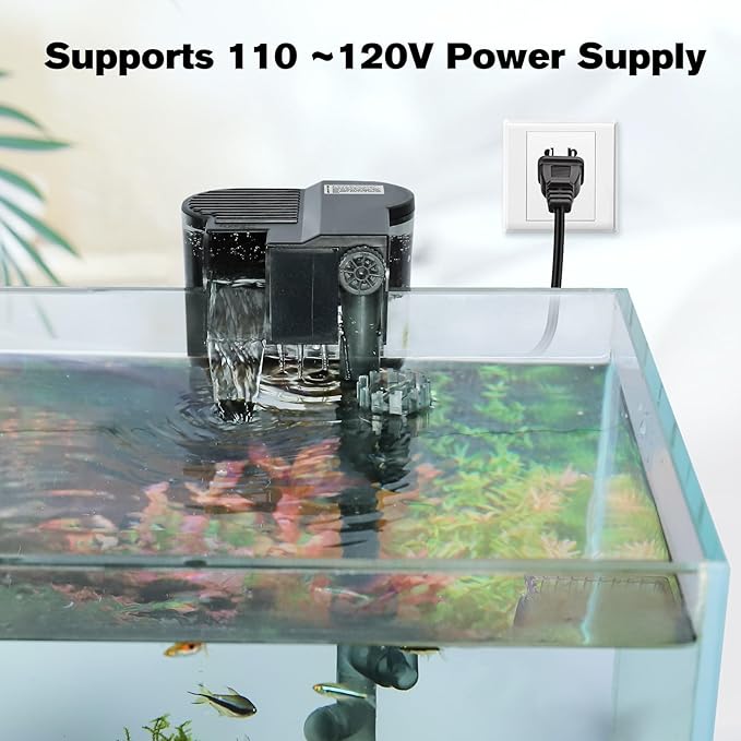 hygger Hang On Back Aquarium Filter, Small Fish Tank Filter Waterfall Filtration System, Adjustable Water Flow with Surface Skimmer, Replaceable Sponge Quiet Hanging Filter for Tank 5~10 Gal