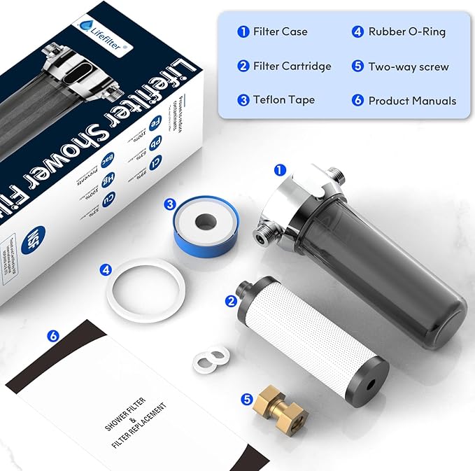 Lifefilter PRO Carbon Shower Head Filter System for Hard Water, NSF Certified, Removes Chlorine, Heavy Metals and More, Improves The Condition of Dry Skin and Hair