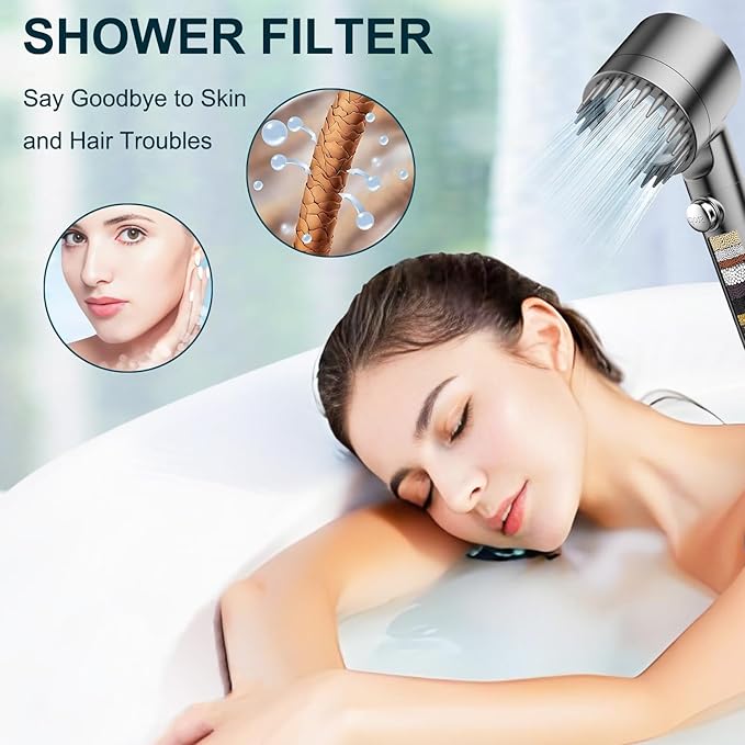 Multi-Stage Filter Replacement Compatible with PWERAN for Handheld Shower Head, Water Replacement Filter for Shower Head,filters impurities, purifies water quality, 2 Pack