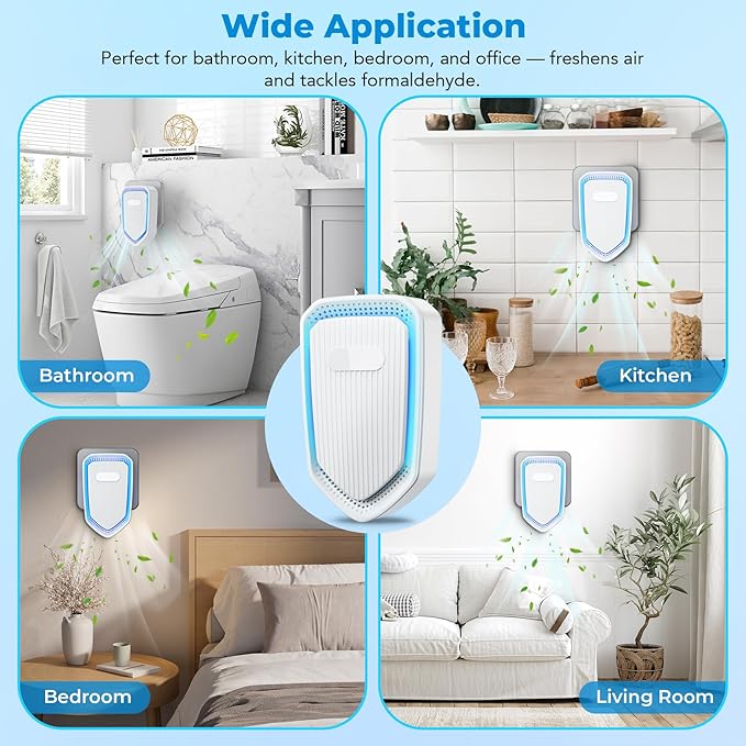 Air Ionizers Plug In Negative Ion Air Purifiers Quiet Air Freshener for Home Bedroom Office Basement - Portable Mini Air Cleaner Odor, Smoke, Dust, Pet Smell (2, White)