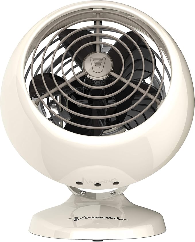 Vornado VFAN Mini Classic Personal Vintage Air Circulator Fan, Vintage White- Classic Base, Small (Pack of 3)