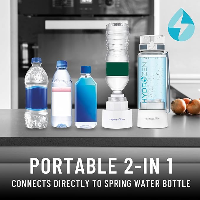 Hydrogen Water Bottle – 2-in-1 Portable Hydrogen Water Generator – Bottle with Flip Top Lid – SPE/PEM Technology – BPA-Free Tritan – Self Cleaning Function