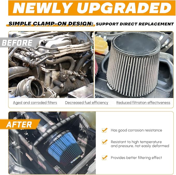 PTNHZ Universal Blue 3" 76mm High Flow Cold Air Intake Cone Air Filter Power Intake Air Inlet System Air Cleaner