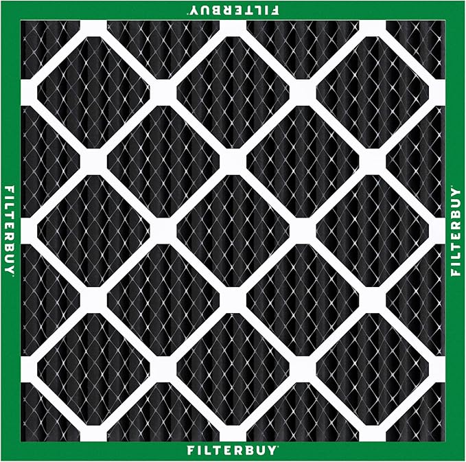Filterbuy 12x12x1 Air Filter MERV 8 (MPR 700) Odor Eliminator Replacement (4-Pack), Electrostatic Pleated HVAC AC Furnace Filters w/Activated Carbon, Made in USA (Actual Size: 11.75 x 11.75 x 0.75)