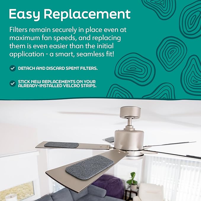 Ultra Fresh Ceiling Fan Filters | Made with Zeolite and Coconut Shell Carbon to Trap All Odors and Airborne Contaminants | Fits All Ceiling Fans (5-Pack)