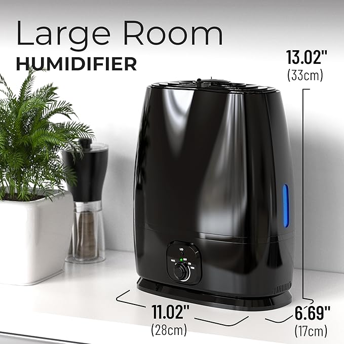 Everlasting Comfort Cool Mist Humidifiers for Bedroom 6L - Humidifier Large Room No-Filter, Quiet Air Humidifier for Plants, Allergies, Dry Skin, Congestion, 50 Hr Run Time