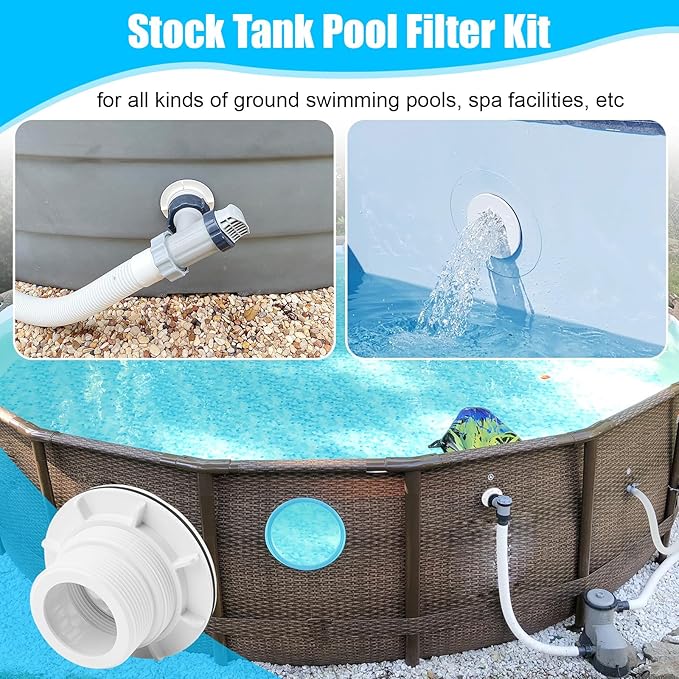 Threaded Inlet Strainer Kit Include Rubber Washer and Strainer Nut, Fits Intex Filter Pumps with 1-1/2" Hoses for Intex Stock Tank Pools and Stock Tank Pool Filter Kit Pool Accessories (1 Pcs)