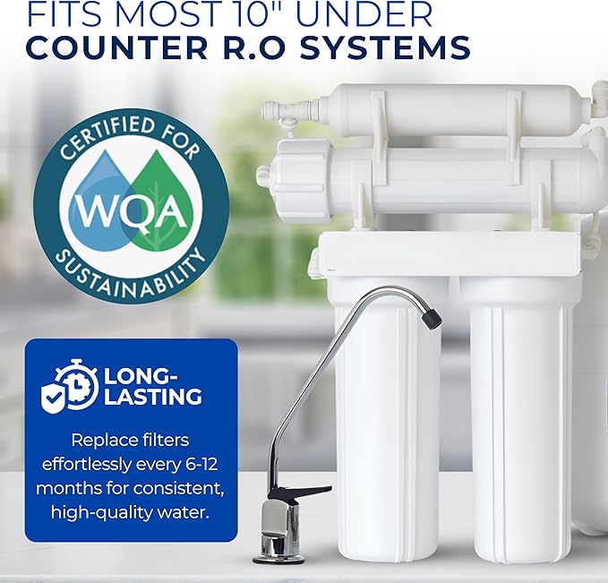 IPW Industries Universal 4-Stage Under Sink Reverse Osmosis Replacement Filter Kit | Replace Every 6-12 Months for Pure, Refreshing Water