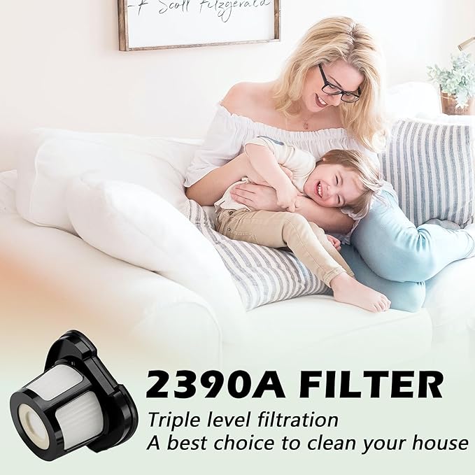 Improvedhand 2390A 2284W Vacuum Filter Replacement for Bi-ssell Pet Hair Eraser Filter Hand Vac 2390, 2389, 2284W Compare to Parts # 1614212 1614203 1614204, 4-Pack