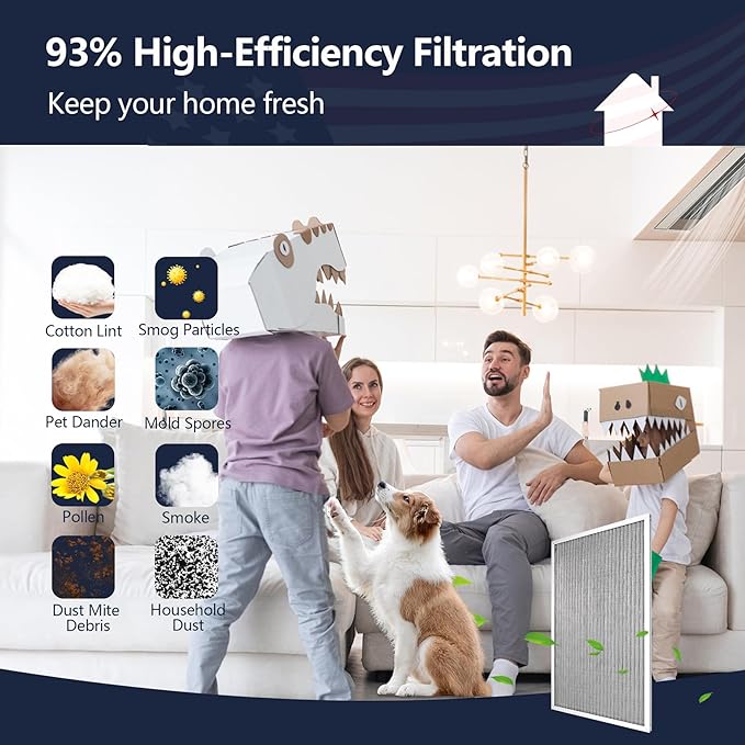 16x25x4 Resuable & Washable Electrostatic Air Filter Allergen Defense, MERV 8 Aluminum AC/HVAC Furnace Filter Replacement, Lasts a Lifetime(Actual Size:15.35"x24.72"x3.58")