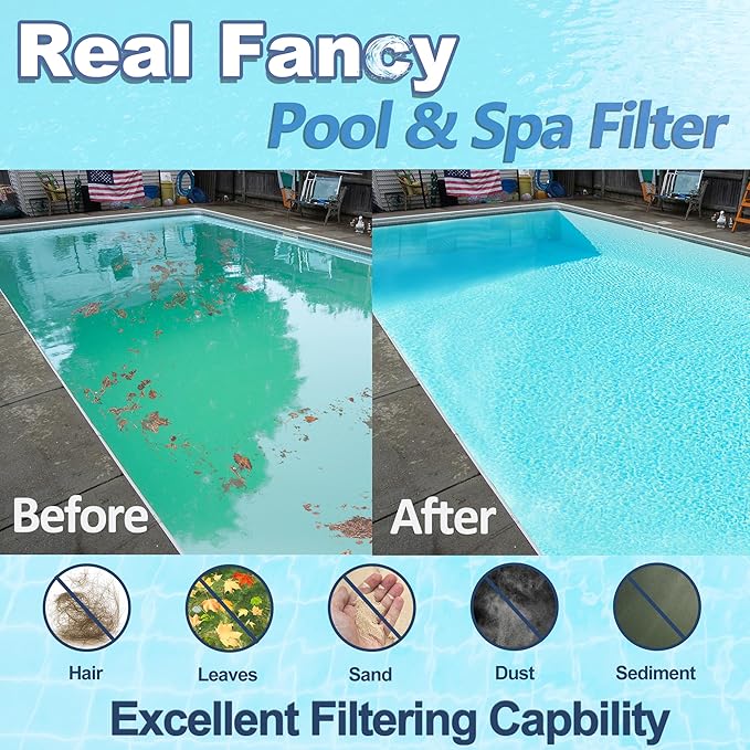 Hot Tub Spa Filter Replacement Cartridge 2 Pack Replace Artesian Spas, Tidal Fit Swim 06-0006-12, 06-0005-12, AR50, AK-90161, XLS-604, 6CH-502, PAS50SV-F2M, FC-0311, 50 Sq.ft.