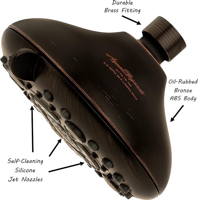Aqua Elegante High Pressure Shower Head & Filter - Adjustable Water Saving Showerhead For Low Flow Showers With Bath Filters To Remove Chlorine + Hard Minerals 2.5 GPM - Oil-Rubbed Bronze