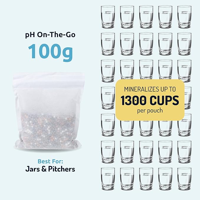 Invigorated Water pH ON-The-GO Alkaline Water Filter Pouch- Portable Alkaline Water Filtration System for Your Bottle, Pitcher, Jug, Container - High pH Water - Long-Life 105 Gallon/400 Litre (1-Pack)