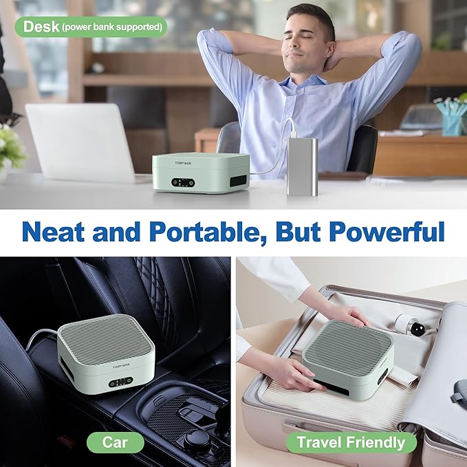 Air Purifiers for Home 600 Sq.Ft, TDBYWAE H13 True HEPA Air Purifier with USB Cable for Pets Dust Dander Pollen Odor Smoke, Small Portable Air Purifier for Bedroom Office Desktop Car RV (Green)