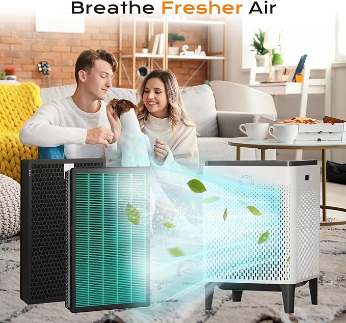 4 Pack 400 400S Replacement Filter for Coway Airmega Max2 400 400S 400(G) 400S(G) Air Purifier, Max2 Green H13 True Hepa and Active Carbon Filter, AP-2015-FP