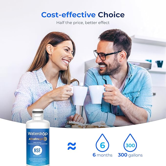 Waterdrop Alkaline DA97-17376B Water Filter, Enhances pH, Replacement for HAF-QIN/EXP, DA97-08006C, RF28R7201SR, RF28R7351SG, WD-F45-AL, 4 Filters
