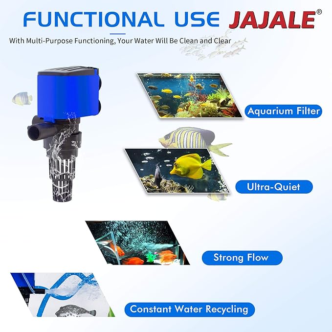 210 GPH Powerhead Submersible Pump - 3 in 1 Aquarium Fish Tank Pump with Oxygenation, Filtration & Water Cycling, 3.3 ft max lift, 15W - 2 Pack