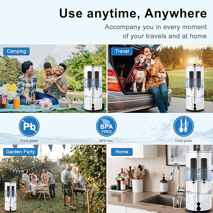 Activated Carbon Water Filters Compatible with Berkeyยฎ Gravity Water Filtration System Replace BB9-2ยฎ Black Purification Elements, 2 Pack Water Filters for 6000 Gallon Water