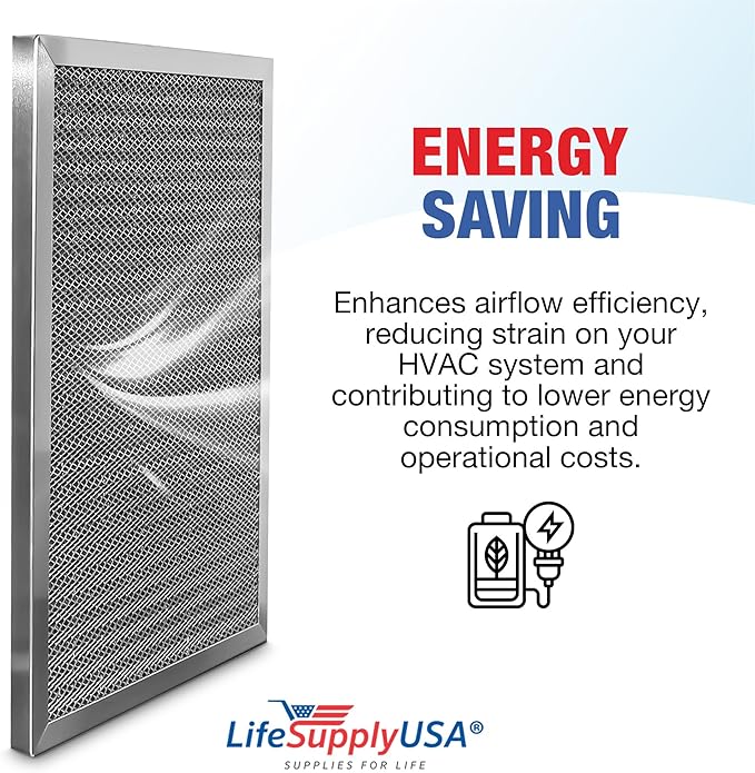 14x20x1 Electrostatic Air Filter, MERV 8, Washable, Reusable Furnace AC/HVAC Filter, Energy Saving, Easy to Clean, Long-Lasting by LifeSupplyUSA