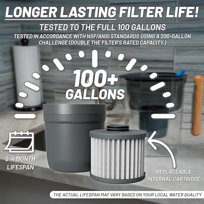 Epic Water Filters REPLACEMENT FILTER for Epic Nano Water Filter Pitcher or Dispenser. Nanofiltration Removes Bacteria, Virus, Cyst, Lead, Chromium 6, PFOS, PFOA, Heavy Metals, Pesticides