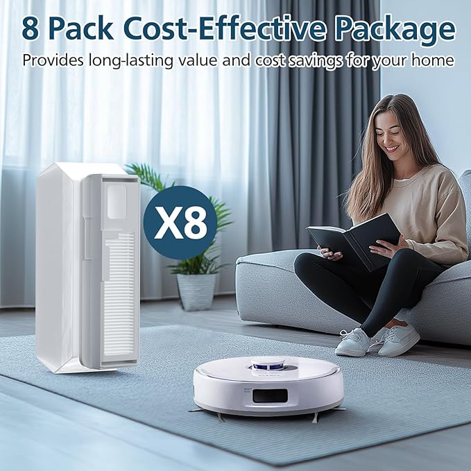 8 Pack Dust Bags for Narwal Freo X Ultra & Freo X Plus Robot Vacuum, 1L Capacity Disposable Dust Bag Replacement with Built-in Hepa Fil-ter