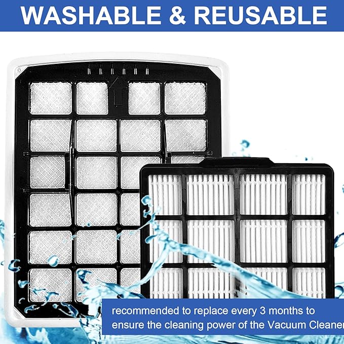 8 Pack Replacement Filters Compatible with Eureka NEN180 NEN186BL Bagless Vacuum Cleaner, Includes 4 Dust Cup Cartridges and 4 High Efficiency Filters