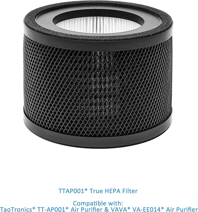 TT-AP001 True HEPA Filter Replacement, Compatible with TaoTronics TT-AP001 and and VAVA VA-EE014 Air Purifier, H13 True HEPA Filter & Activated Carbon Filter, 2 Pack