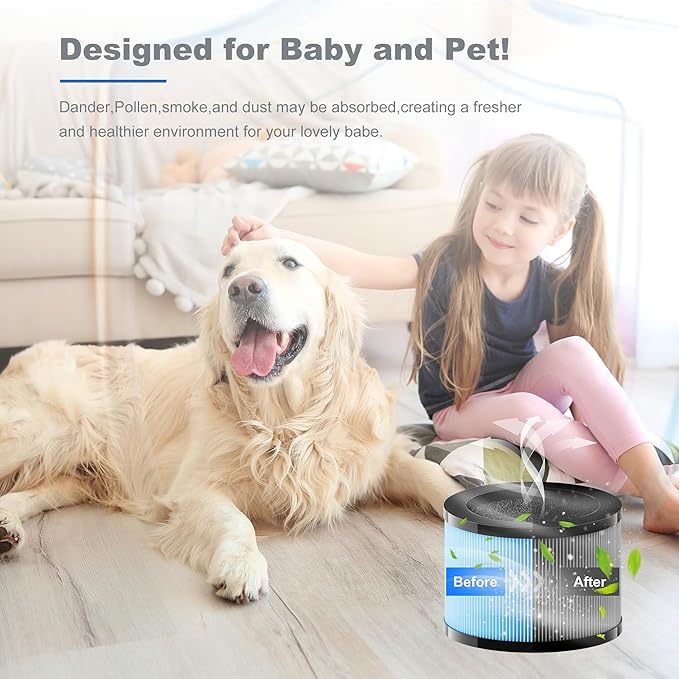 Improvedhand MK01&MK06 Filter Replacement Compatible with AROEVE MK01 & MK06, ToLife TZ-K1, Kloudi DH-JH01 Air Purifier, 4-in-1 Filtration, H13 True HEPA & Activated Carbon Filter,Blue, Pack of 4