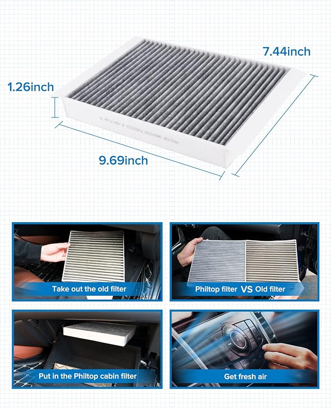 PHILTOP Cabin Air Filter, ACF072 (CF11719) Replaces for C300, C400, C43, CLS450, CLS53, E400, E43, GL350, GL450, GL63, GLC300, GLC350e, GLE300D, GLE350D, GLS350D, ML250, ML350 Filter