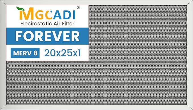 20x25x1 HVAC Furnace Air Filter, Lasts a Lifetime, Washable, Merv 8, the Last HVAC Filter You Will Ever Buy, Breathe Safely at Home or in the Office