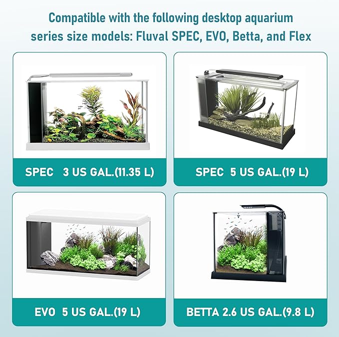 Aquarium Filter Replacement Set for Fluval SPEC, EVO and Flex Series, Three Stage Filtration Includes 2 Foam Filter, 2 Carbon Filter Refills, 2 Ceramic Rings & 1 Filter Cord
