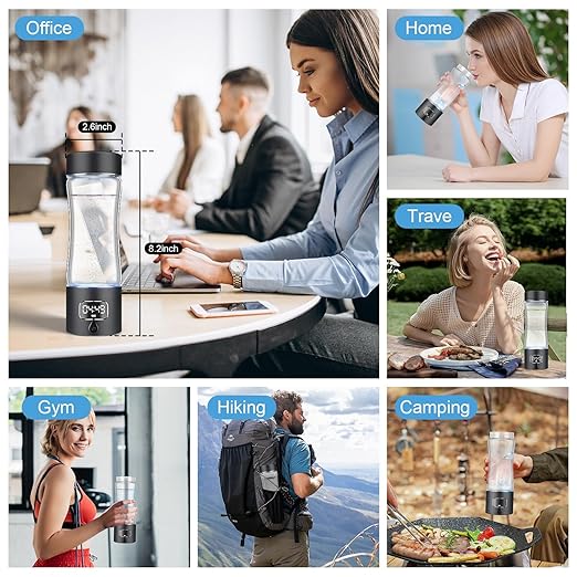 Hydrogen Water Bottle Generator with SPE/PEM Technology, Portable Hydrogen Water Ionizer Machine, Birthday,Xmas Gift for Family Friends Office Travel Sports (Black, 9.05*Φ2.63in)