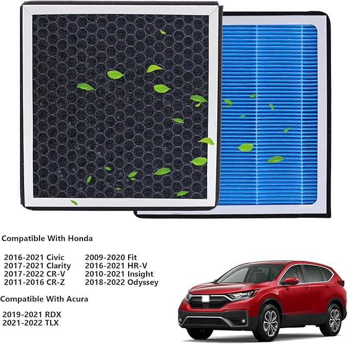 CF11182 Cabin Air Filter With Honda Civic,Clarity,CR-V CRV,CR-Z CRZ,Fit,HR-V HRV,Insight,Odyssey & Acura RDX,TLX 2016 2017 2018 2019 2020 2021 2022 2023 2024 Activated Carbon Air Filters