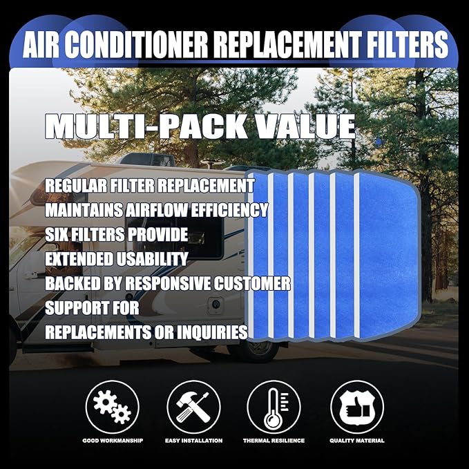 6 Pack 6x16 Inch MERV 8 RV Air Conditioner Replacement Filters - Direct Fit for Coleman Mach Vent System (AC Air Filter Set)