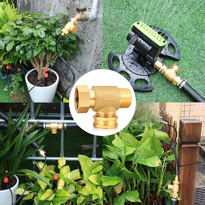 Garden Hose Filter Attachment with 100 Mesh and 40 Mesh Stainless Steel Screen,Brass Filter Pressure Washer Inlet for RV Camping Car Wash Rainwater Filtration (with Cap)