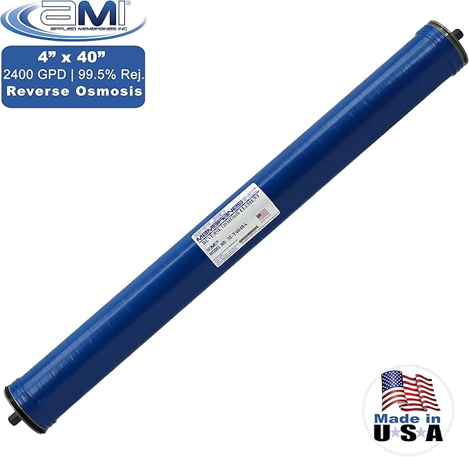 4x40 Reverse Osmosis Membrane Element for Tap Water | 2400 GPD at 225 psi | 99.5% Rejection | Replacement Commercial RO Membrane | Applied Membranes USA M-T4040A (Replaces TW30-4040)…