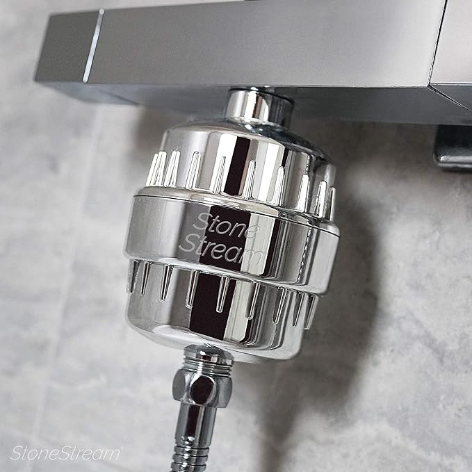 Shower Filter for Hard Water- Original StoneStream Shower Head Filter with Vitamin C and Activated Charcoal to Remove Chlorine, Heavy Metals and More- for Dry Skin and Hair