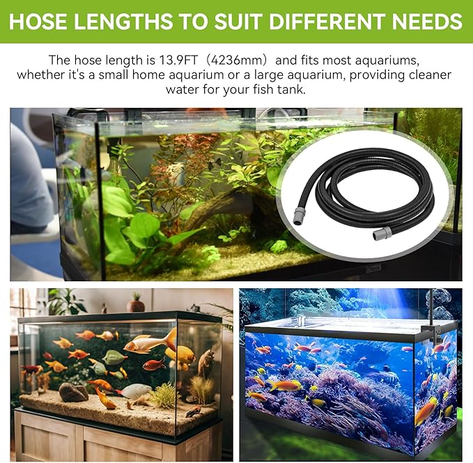 A20014 Ribbed Hosing Replacement for Fluval 106/107/206/207 Canister Filter, 13.9Ft Aquarium Tubing, Aquarium Filter Replacement Part, 4.23m Canister Filter Replacement Parts