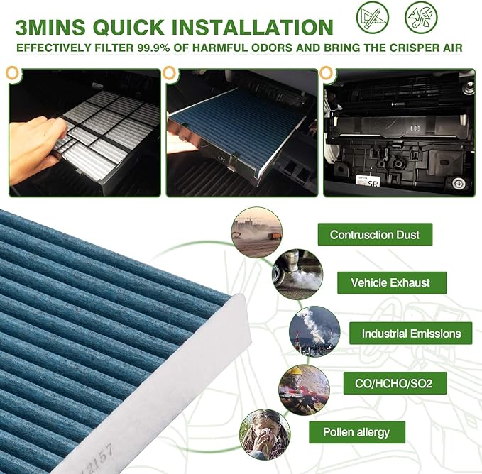 CF11809 2-Pack Carbon Cabin Filter for Chevrolet Suburban Silverado 1500 Silverado 2500HD/3500HD Sierra 1500 HD 15-18 Activated Carbon Cabin Filter Replacement Accessories