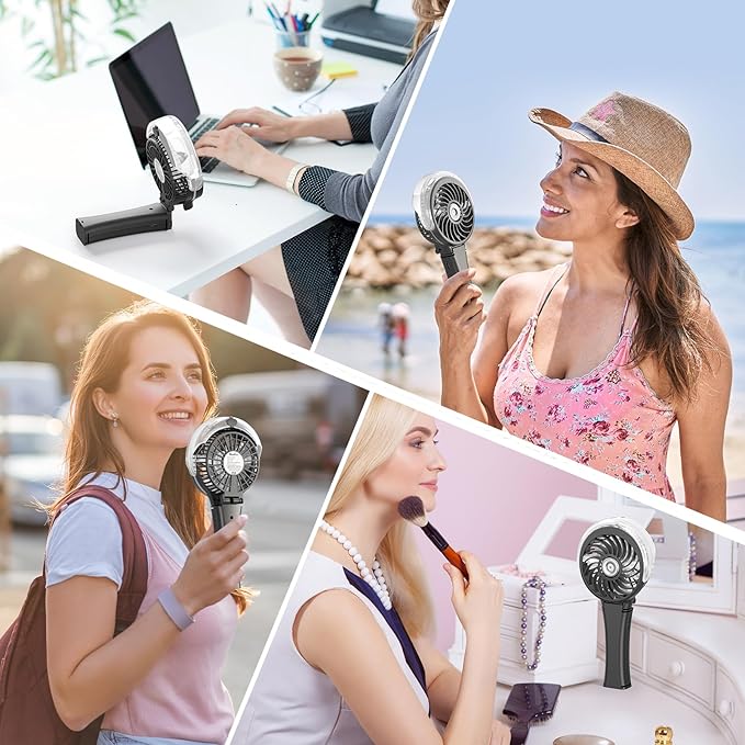 HandFan Upgraded Handheld Misting Fan, Portable Mister Fan, Personal Spray Water Mist Fans Rechargeable, Foldable Electric Mini Fans for Summer Beach Travel Makeup Concerts, Gifts for Women(Black)