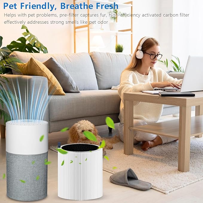 2 Pack 511 Replacement Filter Compatible with Blueair Blue Pure 511 Air Purifier, 2-in-1 True HEPA Filter and Activated Carbon Filter