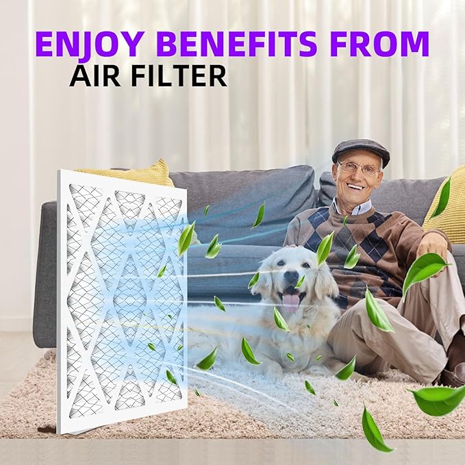 20x22x1 MERV 13 (6-Pack) Air Filter (Actual Size: 19.75"x21.75"x0.75") MPR 1900 & FPR 10, Furnace Air Filters, 20x22x1 air filter