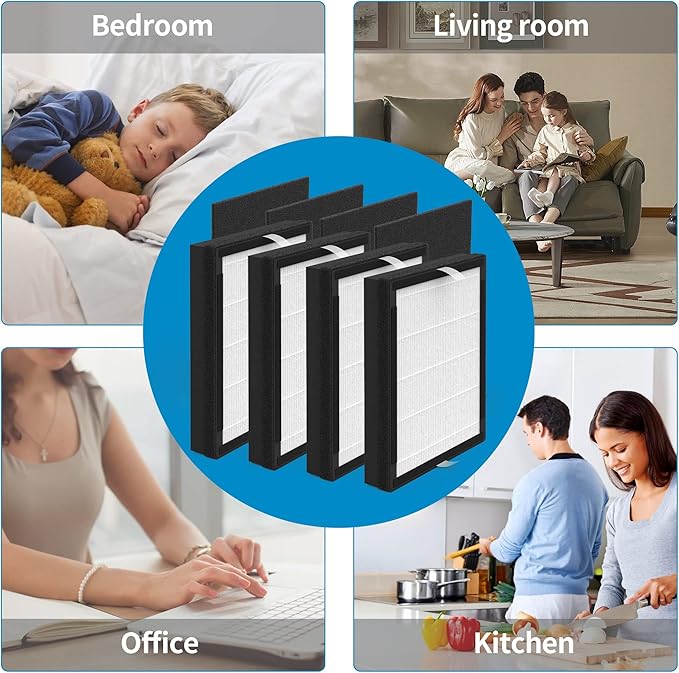 4 Packs IAF-H-100A Idylis A Replacement Filter Compatible with 3M Filtrete FAP-C01-A Idylis AC-2119 IAP-10-100 IAP-10-150 IAPC-40-140 Air Purifi-ers Part# 1150096 4 Premium Filters+ 4 Carbon filters
