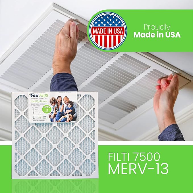 FILTI 14x20x1 Air Filter MERV 13 | Pleated Home Air Filter | HVAC AC Furnace Filter MADE IN USA (4 Pack)