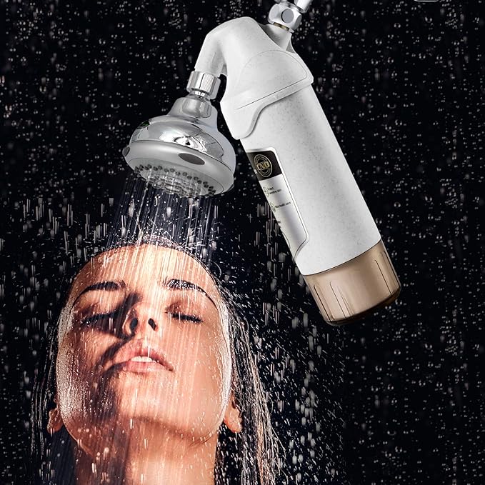miniwell Shower Filter 720-Plus with replaceable cartridges, shower head filter with Double Filters, remove 99% chlorine (Shower Filter w/Head)