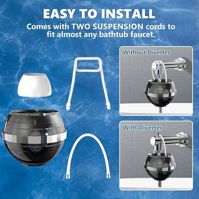 Yodel Bath Filter for Tub, Bathtub Hard Water Softner to Remove Chlorine and Fluoride, Improves Skin, Hair and Nails Condition,Matte Black